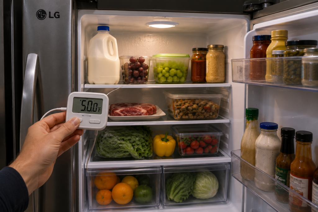 LG refrigerator not cooling properly with temperature reading 50°F inside refrigerator compartment