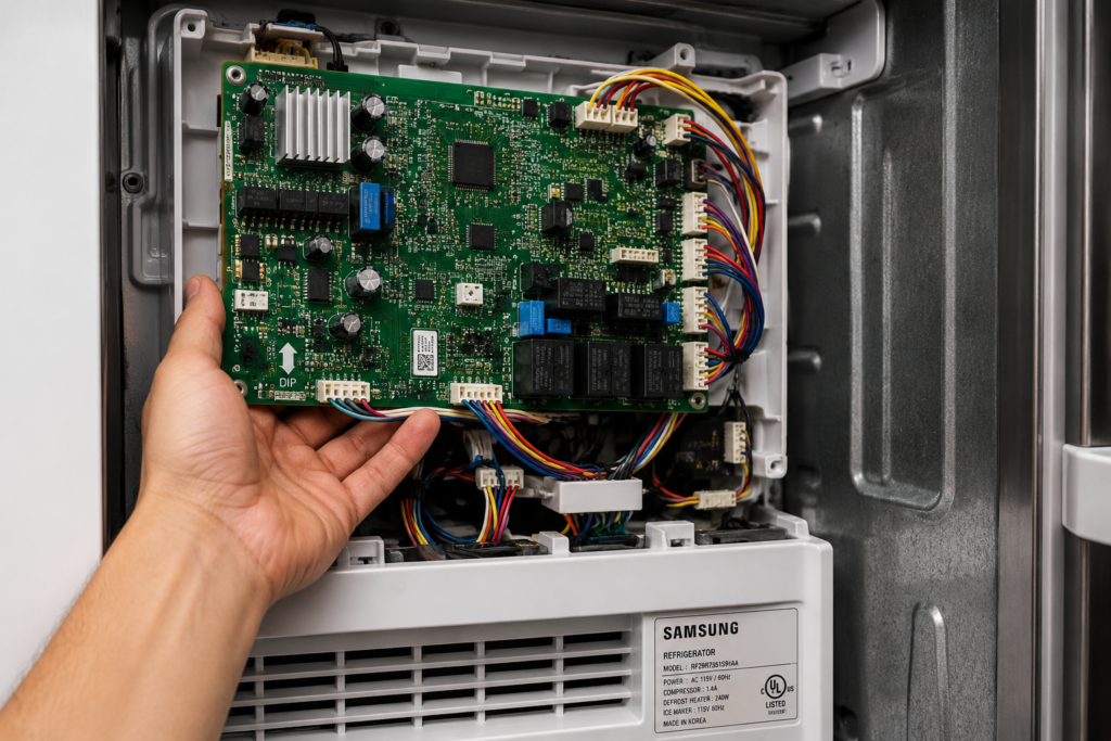 Samsung refrigerator control board repair and electronic diagnostic testing