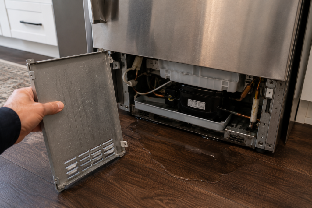 Samsung refrigerator water leak caused by drain or ice maker problem